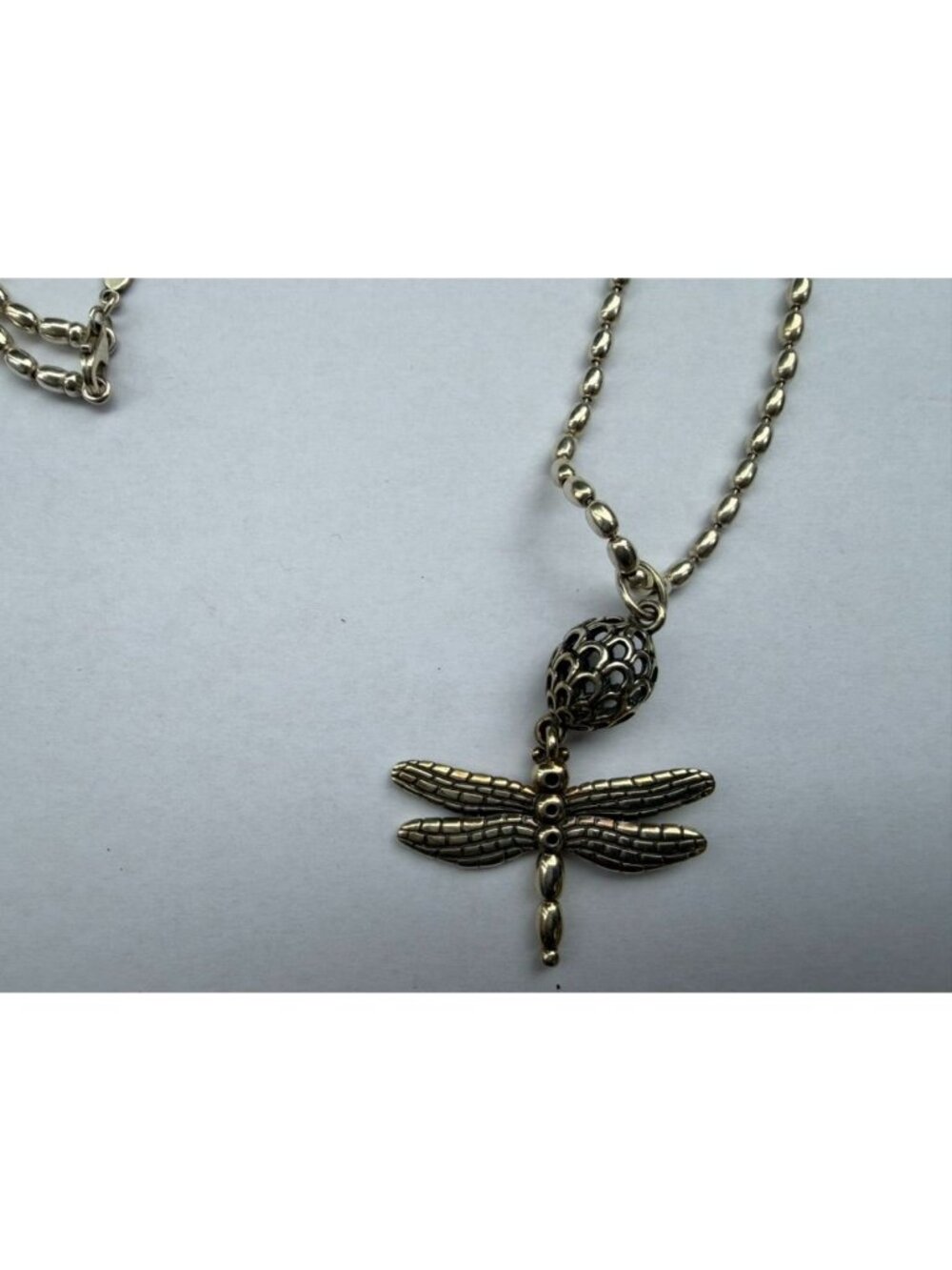 VINTAGE Pandora Sterling Silver Dragonfly Pendant Necklace 24" Chain